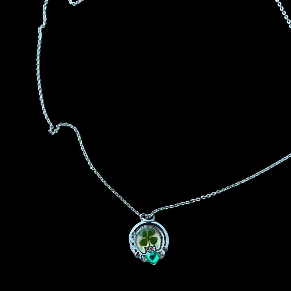 Vintage Claddagh Horseshoe Shamrock Pendant